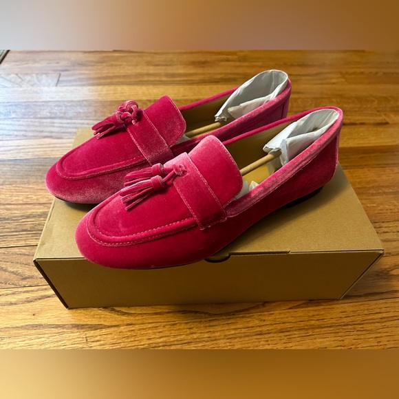 J. Crew Factory Shoes - J. Crew Pink Velvet Loafers with tassels